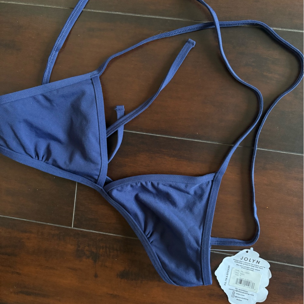Jolyn Clothing Triangle Bikini Top Navy